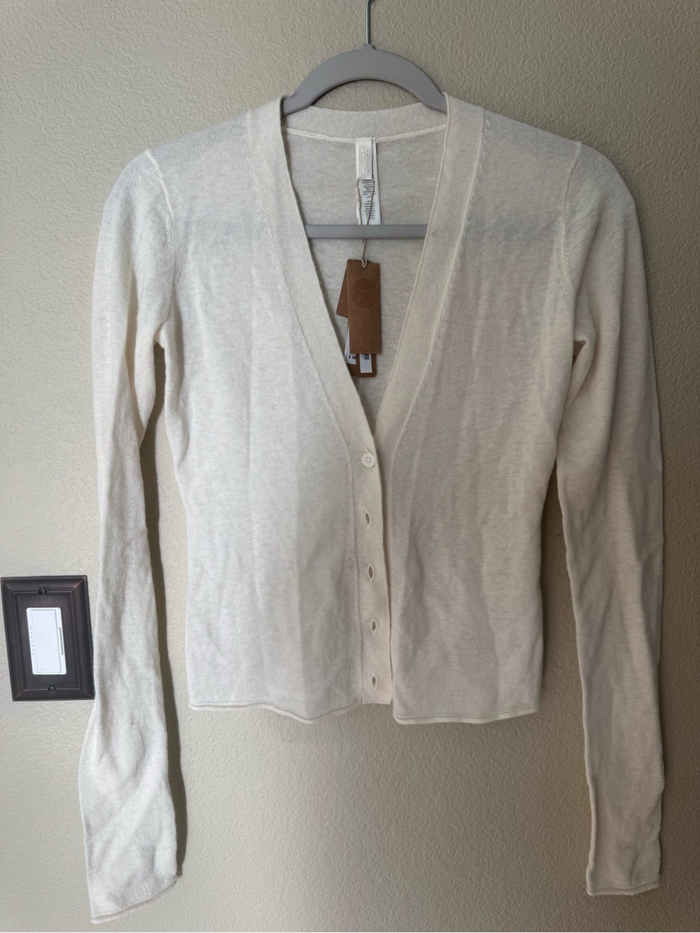 SKIMS sheer cashmere cardigan xs eggshell cream 100% cashmere NWT